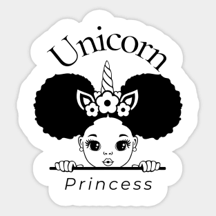 Afro Pom Pom Girl - Unicorn Princess Sticker